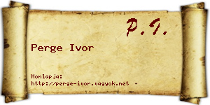 Perge Ivor névjegykártya